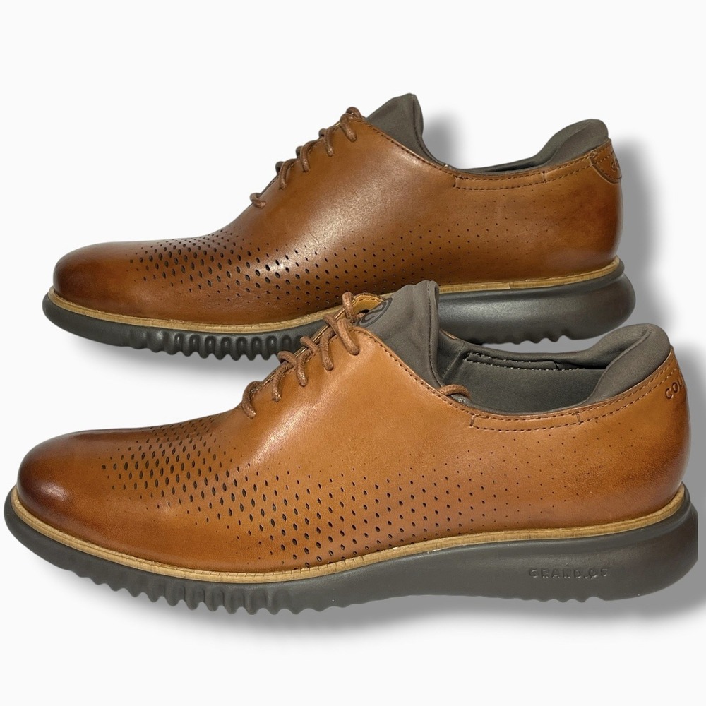 Cole Haan Men 2.ZeroGrand Laser Wingtip Oxford British Tan Java C25351 Size 10.5 - Picture 3 of 12